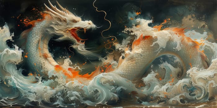 Chinese New Year dragon watercolor background