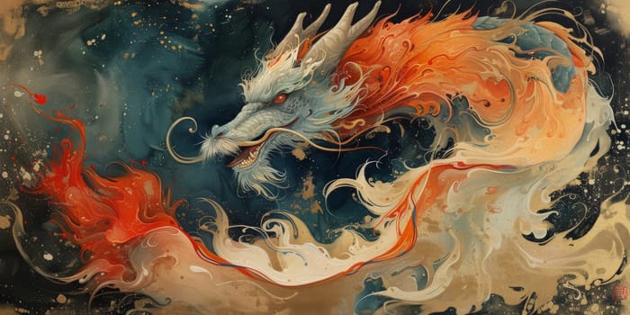 Chinese New Year dragon watercolor background