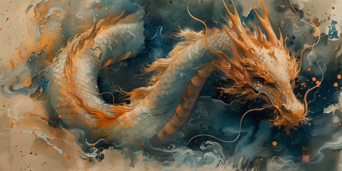 Chinese New Year dragon watercolor background