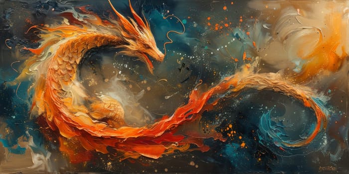 Chinese New Year dragon watercolor background