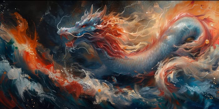 Chinese New Year dragon watercolor background