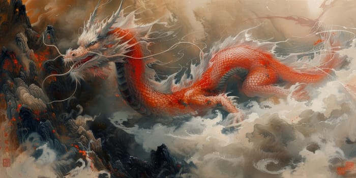 Chinese New Year dragon watercolor background