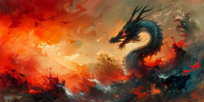 Chinese New Year dragon watercolor background