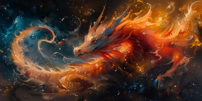 Chinese New Year dragon watercolor background