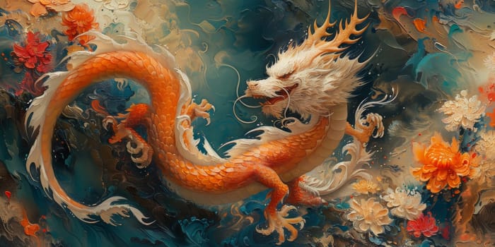 Chinese New Year dragon watercolor background