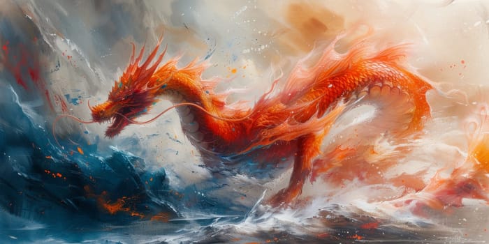 Chinese New Year dragon watercolor background