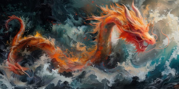 Chinese New Year dragon watercolor background