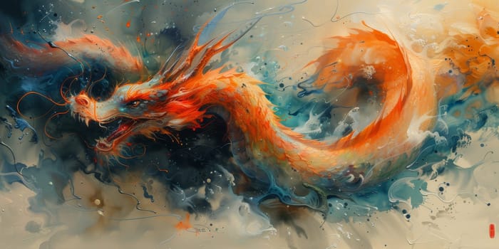 Chinese New Year dragon watercolor background