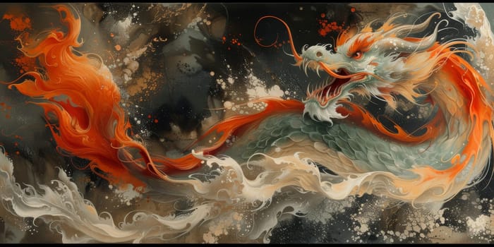 Chinese New Year dragon watercolor background