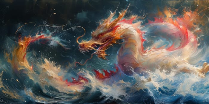 Chinese New Year dragon watercolor background