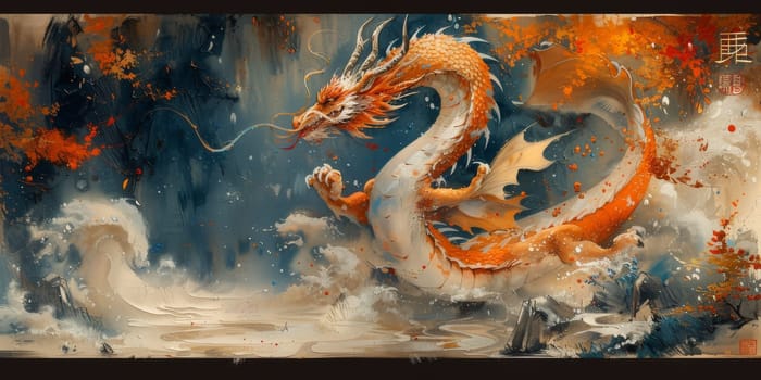 Chinese New Year dragon watercolor background