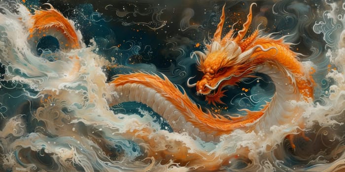 Chinese New Year dragon watercolor background