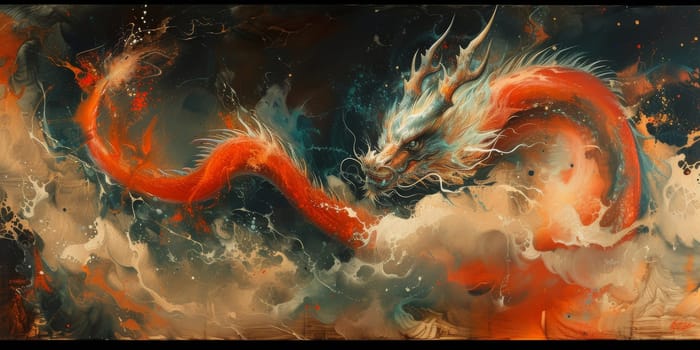 Chinese New Year dragon watercolor background