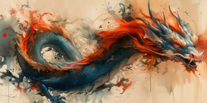 Chinese New Year dragon watercolor background