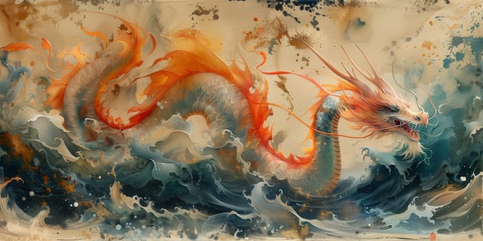 Chinese New Year dragon watercolor background