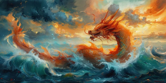 Chinese New Year dragon watercolor background