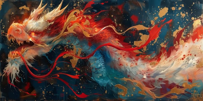 Chinese New Year dragon watercolor background