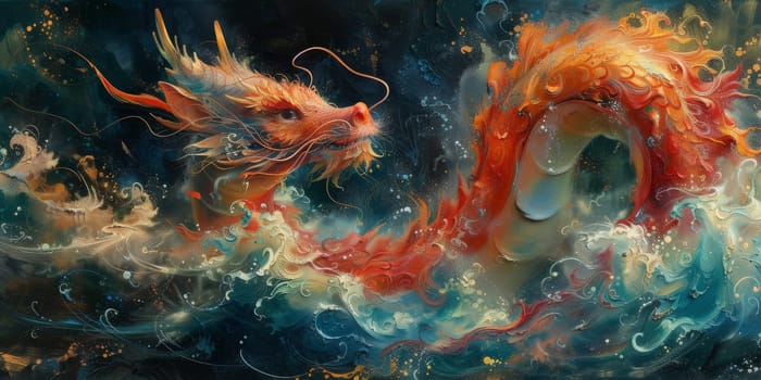 Chinese New Year dragon watercolor background