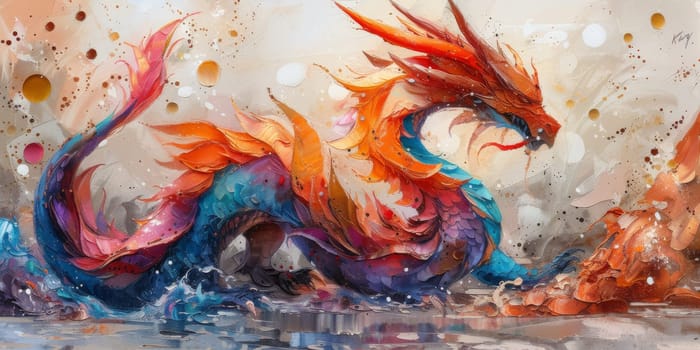 Chinese New Year dragon watercolor background