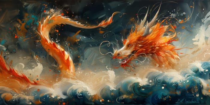 Chinese New Year dragon watercolor background