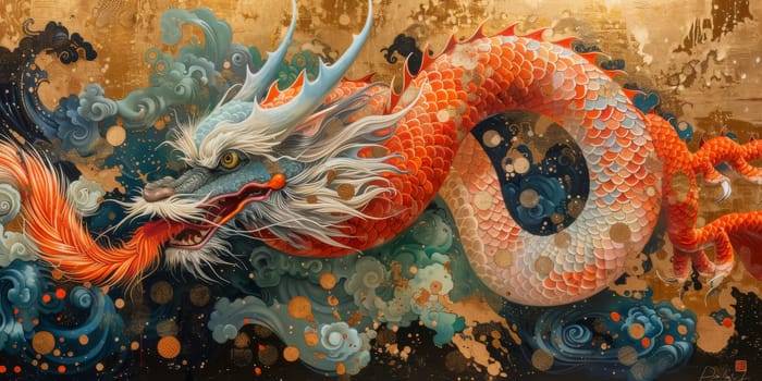 Chinese New Year dragon watercolor background