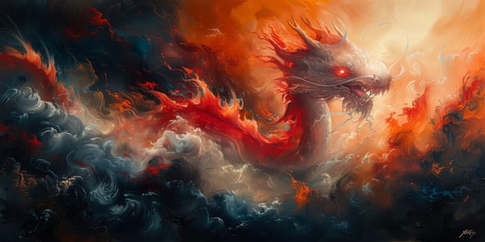 Chinese New Year dragon watercolor background