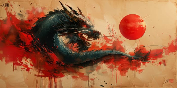 Chinese New Year dragon watercolor background