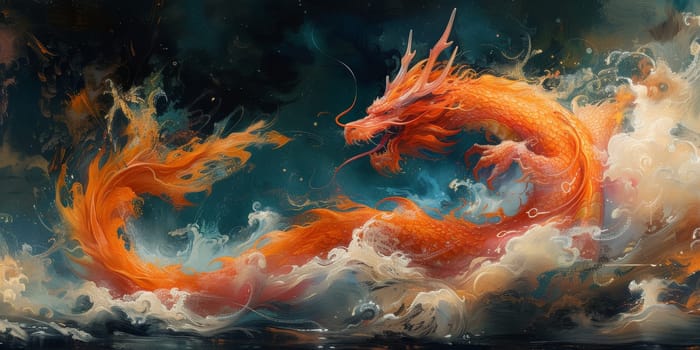 Chinese New Year dragon watercolor background