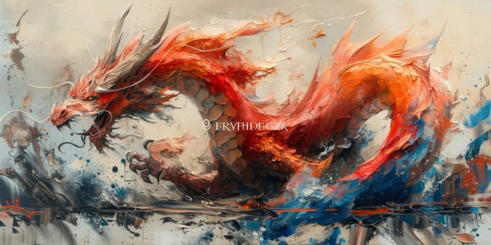 Chinese New Year dragon watercolor background