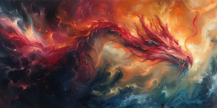 Chinese New Year dragon watercolor background