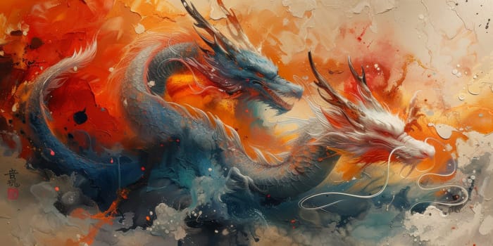 Chinese New Year dragon watercolor background