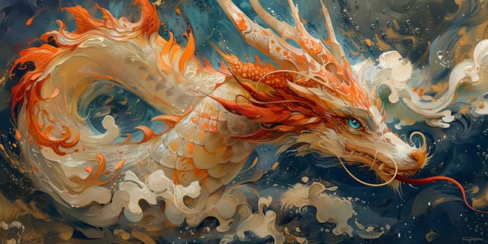 Chinese New Year dragon watercolor background