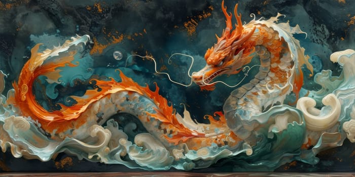 Chinese New Year dragon watercolor background