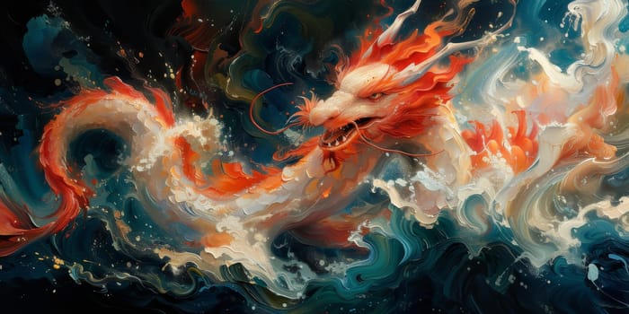 Chinese New Year dragon watercolor background