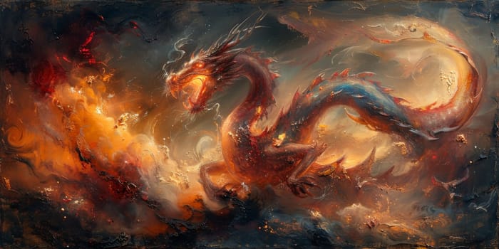 Chinese New Year dragon watercolor background