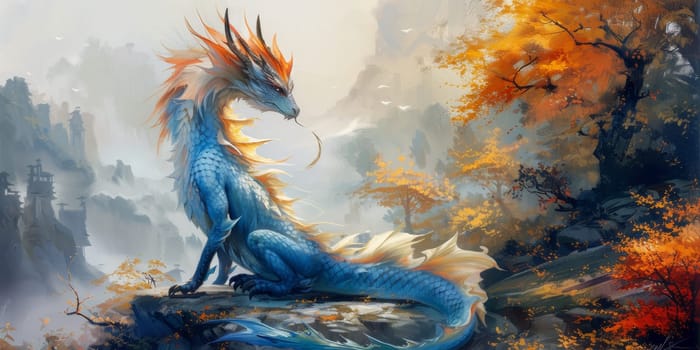 Chinese New Year dragon watercolor background