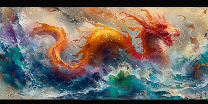 Chinese New Year dragon watercolor background