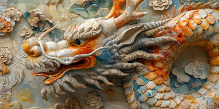 Chinese New Year dragon watercolor background