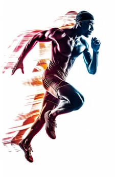 Illustration of a young man running isolated on white background.