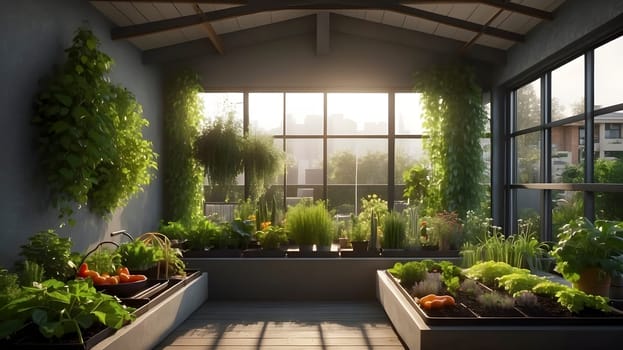Images of home gardens or urban gardens that promote growing sustainable food at home.