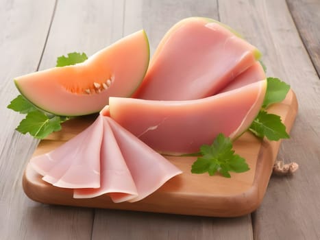 Cured Elegance: Exploring the Delightful Pairing of Ham and Melon Slices.