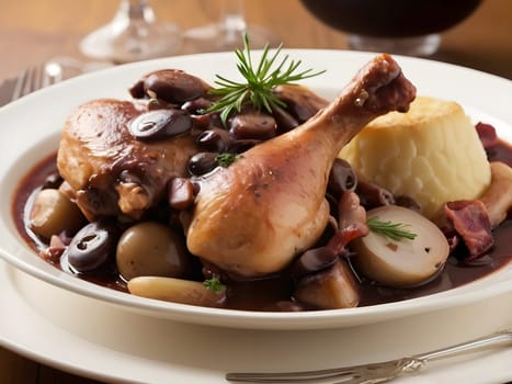 Coq au Vin, A Symphony of Chicken and Red Wine.
