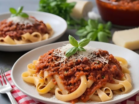 Culinary Comfort: A Symphony of Al Dente Noodles in Rich Bolognese Sauce.
