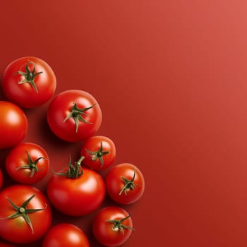 Fresh tomatoes on a vibrant red background.