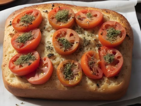 Twice-Baked Bread with Fresh Tomatoes, Olive Oil, and Oregano.