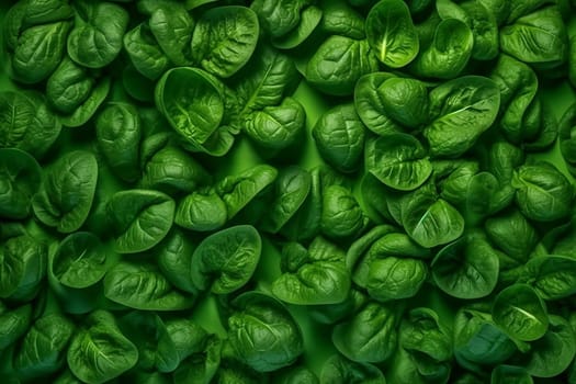 Fresh green spinach leaves forming a dense, vibrant background.