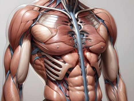 Thorough Drawing of Human Body Revealing Transparent Layers.