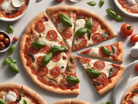 Basil Bliss: Exploring the Freshness of Classic Pizzas with Mozzarella and Olive Drizzle.