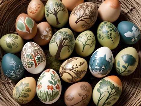 Eco-Inspired Easter: Eggs Adorned with Motifs of Sustainability and Renewal.