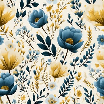 Seamless pattern tile background flowers and floral leaves plants. High quality photo